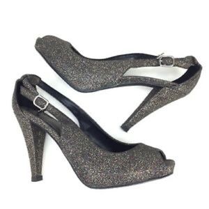 Silver and multi-color glitter heels shoe Size